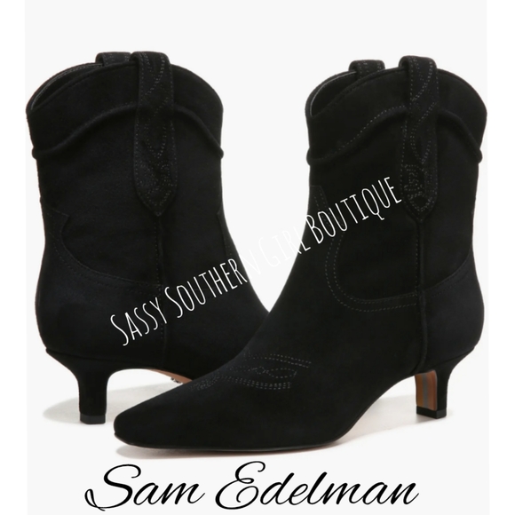⭐🆕Sam Edelman black suede western bootie - Picture 3 of 14